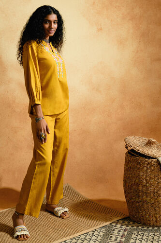 Mustard Embroidered Co-ords Set, Mustard, image 1